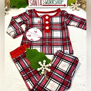 Sweet Honey Boutique 6 month Baby Boy Plaid Christmas Pajama’s PJ’s New